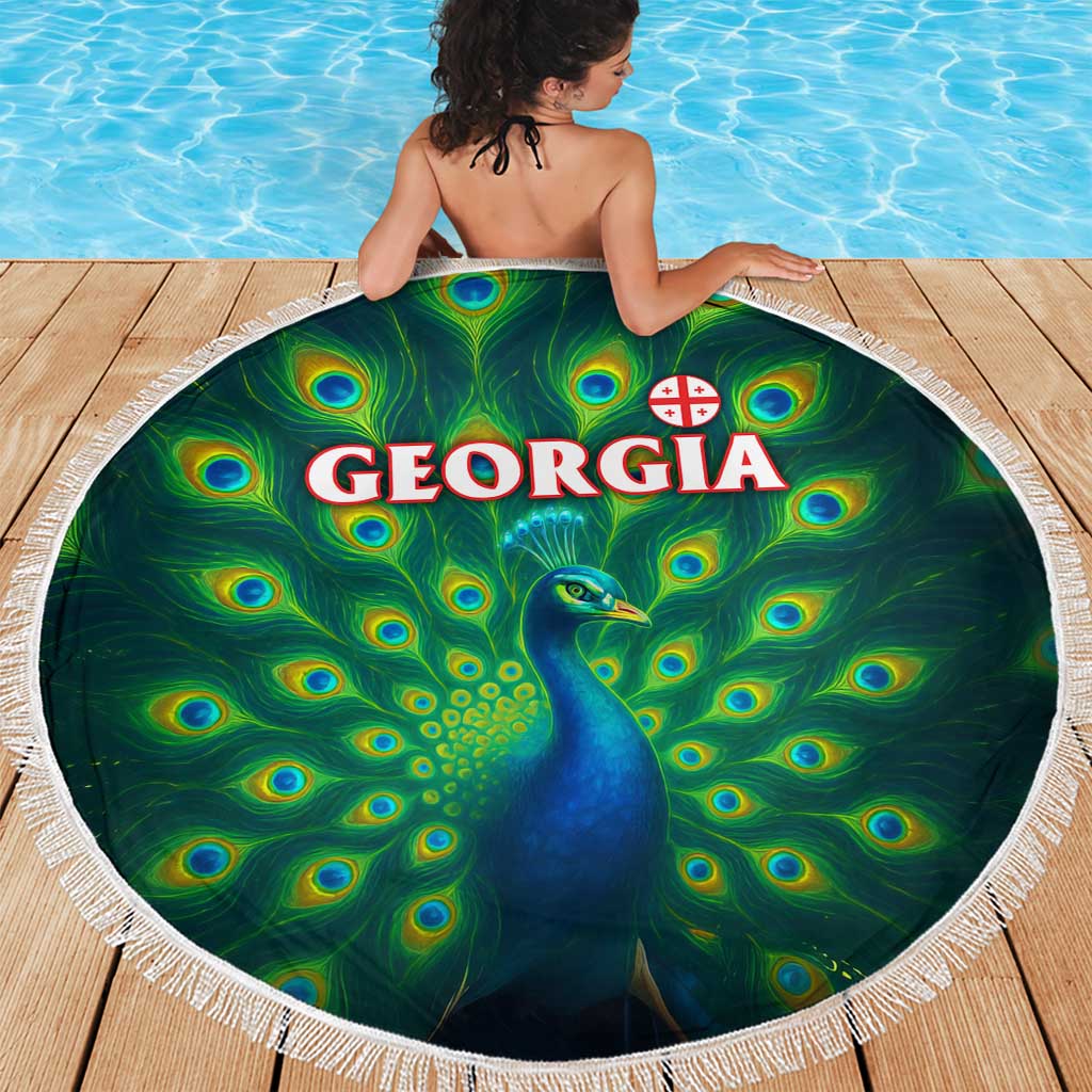 Georgia Peacock Beach Blanket with Slay in Silence Shine Like a Peacock Design - Wonder Print Shop