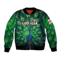 Georgia Peacock Bomber Jacket with Slay in Silence Shine Like a Peacock Design - Wonder Print Shop
