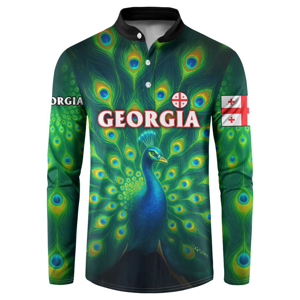Georgia Peacock Button Sweatshirt with Slay in Silence Shine Like a Peacock Design - Wonder Print Shop