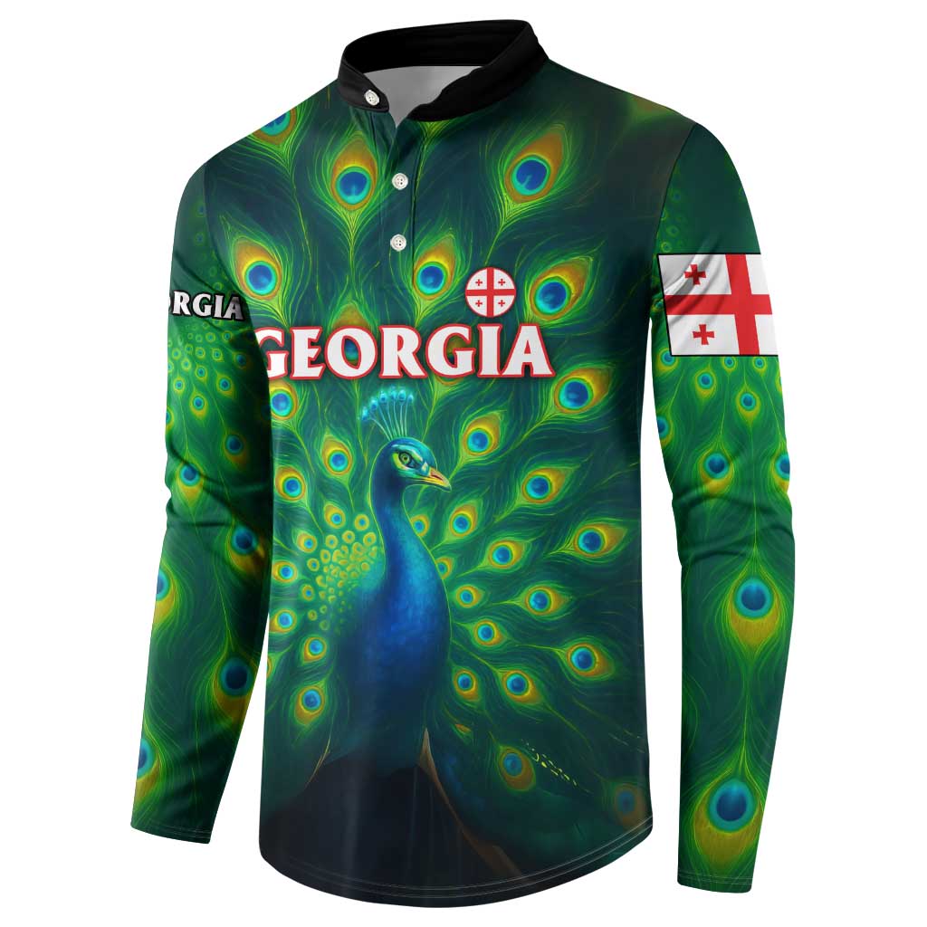 Georgia Peacock Button Sweatshirt with Slay in Silence Shine Like a Peacock Design - Wonder Print Shop