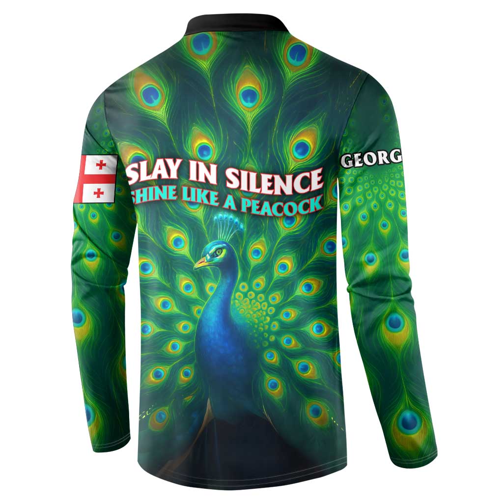 Georgia Peacock Button Sweatshirt with Slay in Silence Shine Like a Peacock Design - Wonder Print Shop