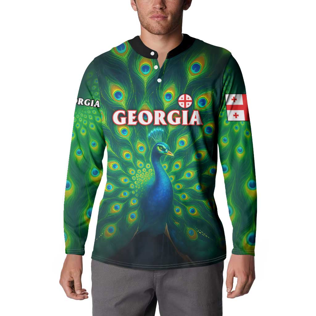 Georgia Peacock Button Sweatshirt with Slay in Silence Shine Like a Peacock Design - Wonder Print Shop