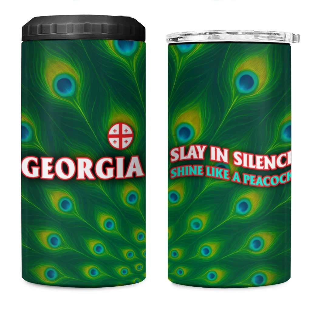 Georgia Peacock 4 in 1 Can Cooler Tumbler with Slay in Silence Shine Like a Peacock Design - Wonder Print Shop