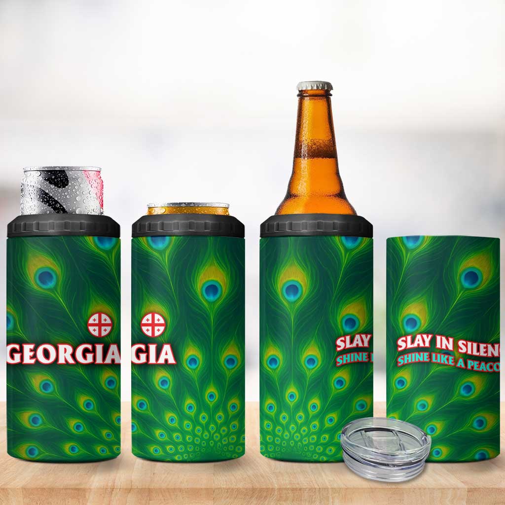 Georgia Peacock 4 in 1 Can Cooler Tumbler with Slay in Silence Shine Like a Peacock Design - Wonder Print Shop