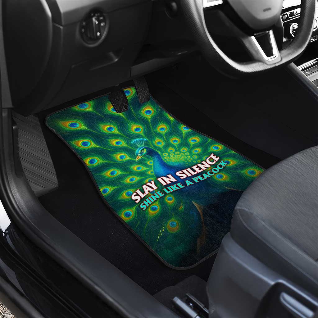 Georgia Peacock Car Mats with Slay in Silence Shine Like a Peacock Design - Wonder Print Shop