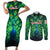 Georgia Peacock Couples Matching Short Sleeve Bodycon Dress and Long Sleeve Button Shirt with Slay in Silence Shine Like a Peacock Design - Wonder Print Shop