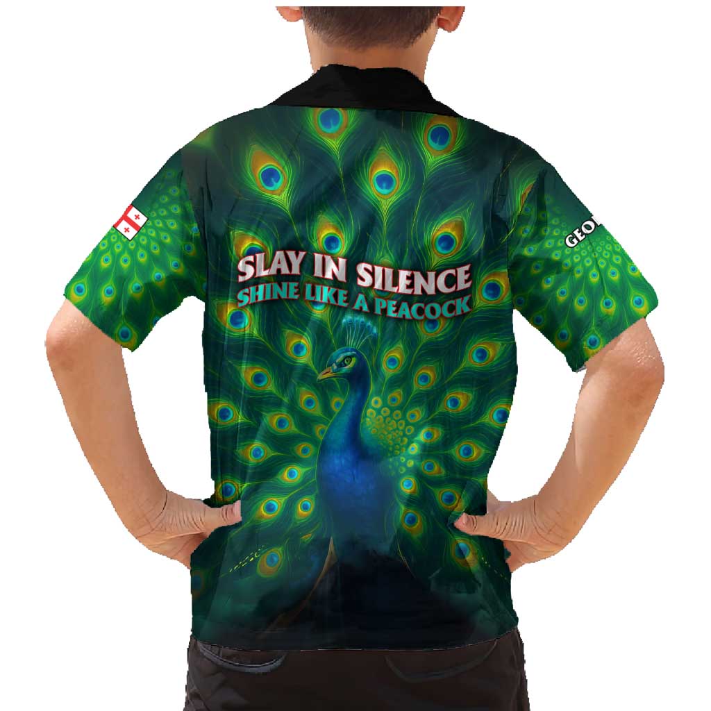 Georgia Peacock Family Matching Mermaid Dress and Hawaiian Shirt with Slay in Silence Shine Like a Peacock Design - Wonder Print Shop