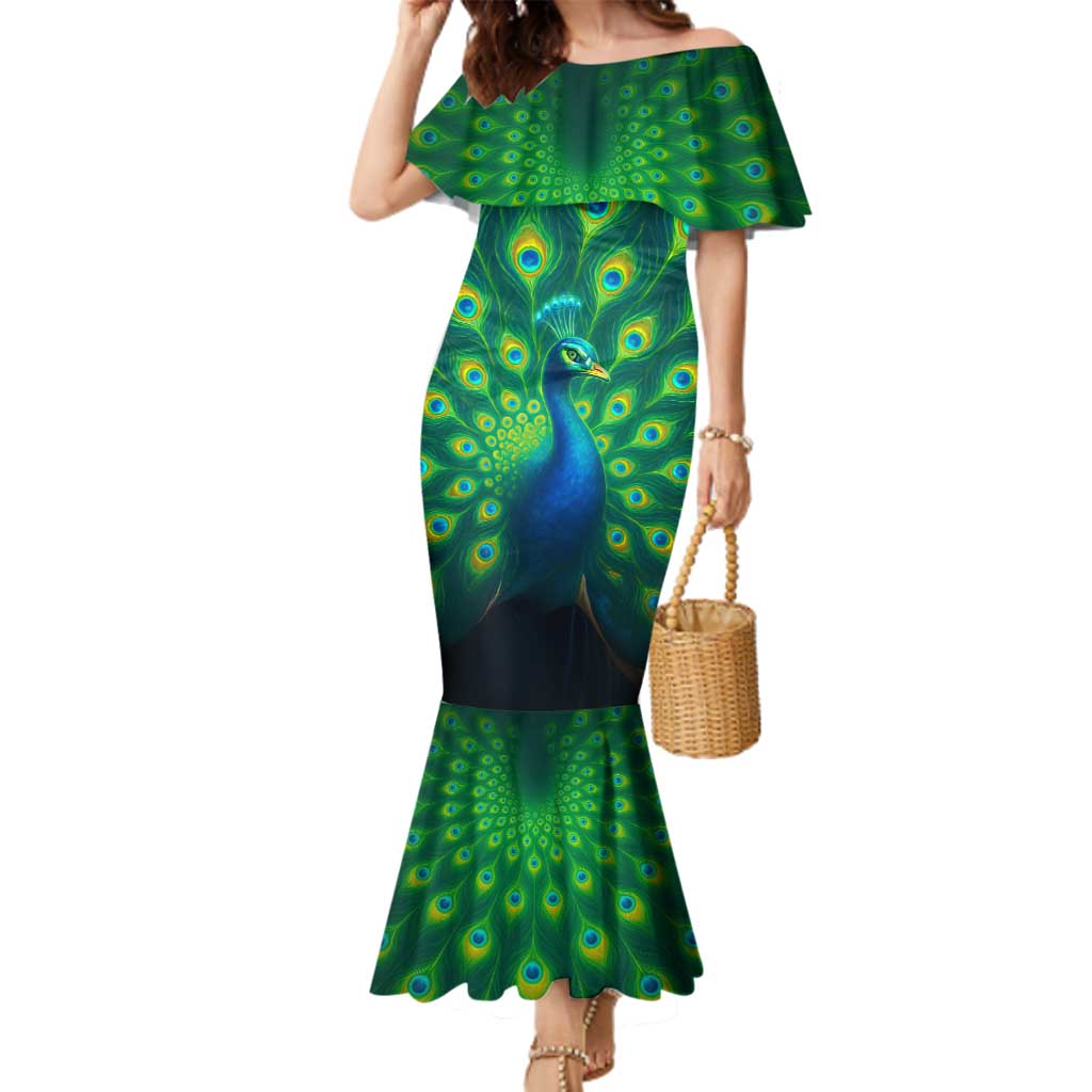 Georgia Peacock Family Matching Mermaid Dress and Hawaiian Shirt with Slay in Silence Shine Like a Peacock Design - Wonder Print Shop