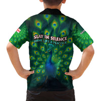 Georgia Peacock Family Matching Off The Shoulder Long Sleeve Dress and Hawaiian Shirt with Slay in Silence Shine Like a Peacock Design - Wonder Print Shop