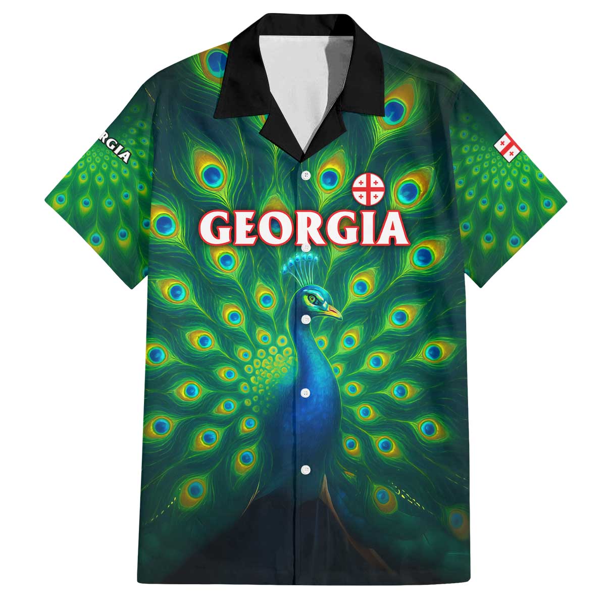 Georgia Peacock Family Matching Off The Shoulder Long Sleeve Dress and Hawaiian Shirt with Slay in Silence Shine Like a Peacock Design - Wonder Print Shop