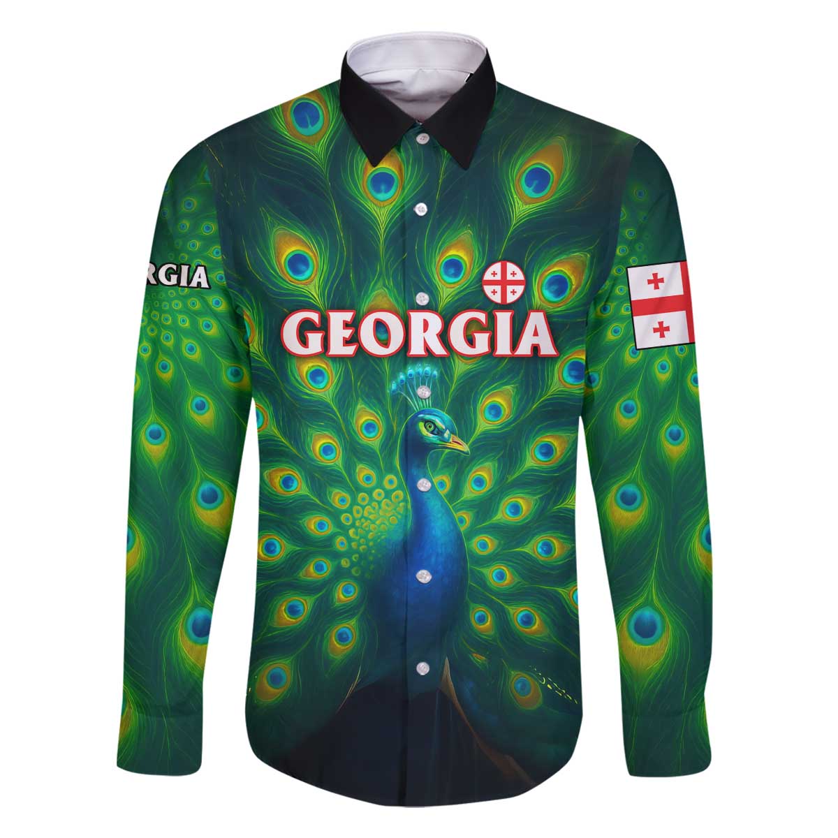 Georgia Peacock Family Matching Off The Shoulder Long Sleeve Dress and Hawaiian Shirt with Slay in Silence Shine Like a Peacock Design - Wonder Print Shop