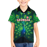 Georgia Peacock Family Matching Off The Shoulder Long Sleeve Dress and Hawaiian Shirt with Slay in Silence Shine Like a Peacock Design - Wonder Print Shop