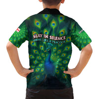 Georgia Peacock Family Matching Off Shoulder Maxi Dress and Hawaiian Shirt with Slay in Silence Shine Like a Peacock Design - Wonder Print Shop