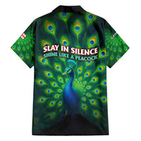 Georgia Peacock Family Matching Off Shoulder Maxi Dress and Hawaiian Shirt with Slay in Silence Shine Like a Peacock Design - Wonder Print Shop