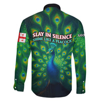Georgia Peacock Family Matching Off Shoulder Maxi Dress and Hawaiian Shirt with Slay in Silence Shine Like a Peacock Design - Wonder Print Shop