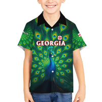 Georgia Peacock Family Matching Off Shoulder Maxi Dress and Hawaiian Shirt with Slay in Silence Shine Like a Peacock Design - Wonder Print Shop