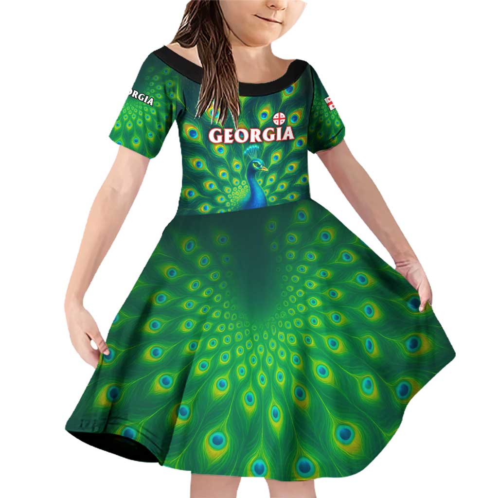 Georgia Peacock Family Matching Off Shoulder Short Dress and Hawaiian Shirt with Slay in Silence Shine Like a Peacock Design - Wonder Print Shop
