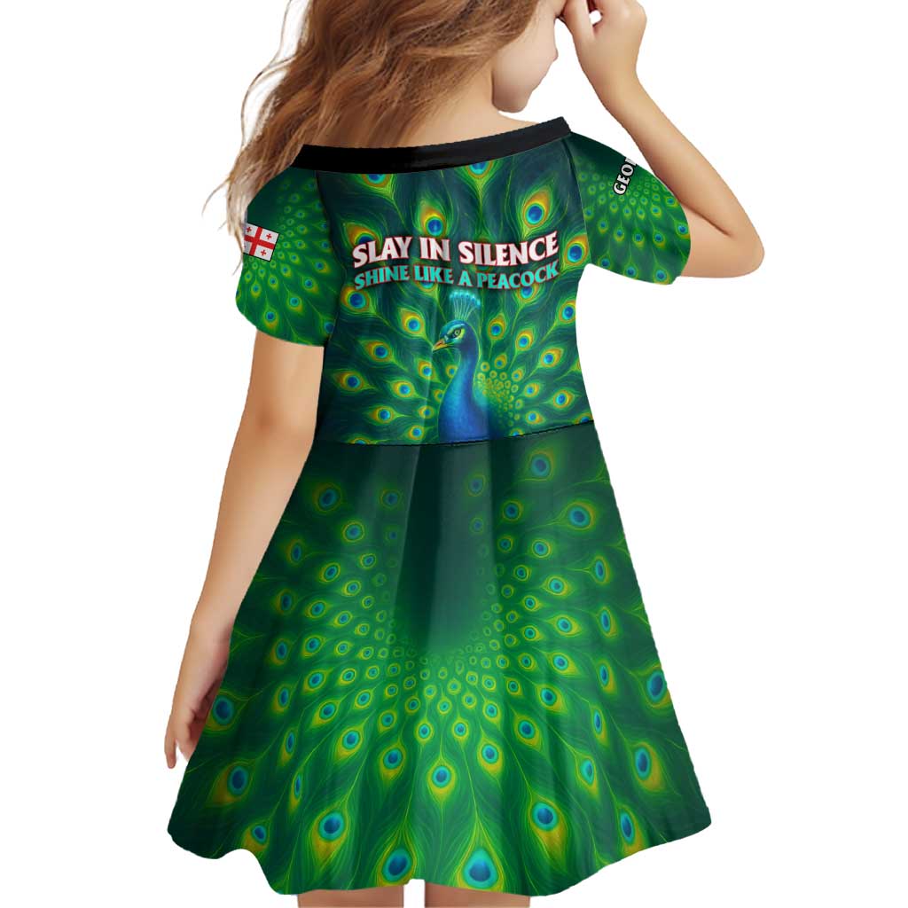 Georgia Peacock Family Matching Off Shoulder Short Dress and Hawaiian Shirt with Slay in Silence Shine Like a Peacock Design - Wonder Print Shop