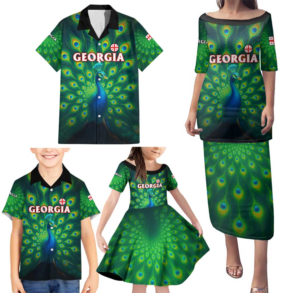 Georgia Peacock Family Matching Puletasi and Hawaiian Shirt with Slay in Silence Shine Like a Peacock Design - Wonder Print Shop
