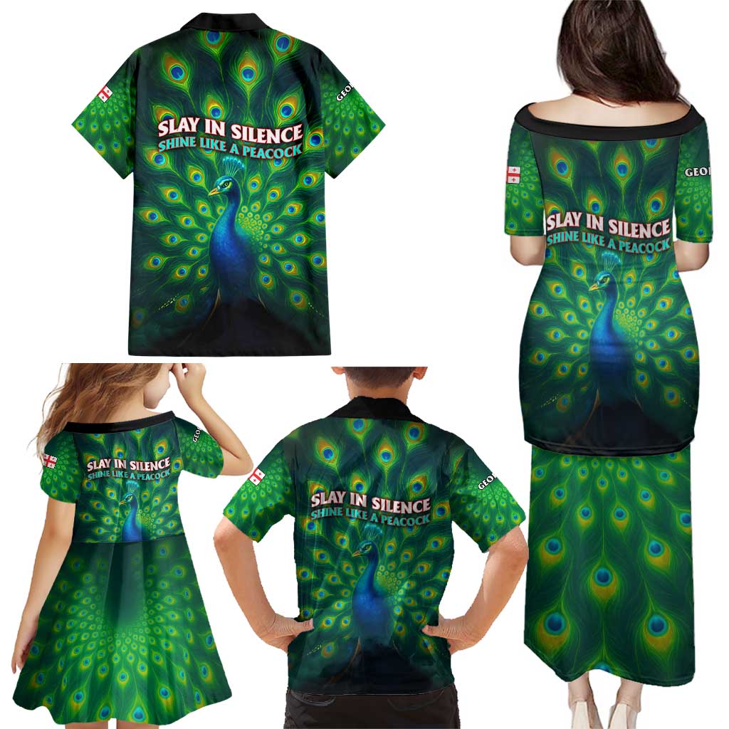 Georgia Peacock Family Matching Puletasi and Hawaiian Shirt with Slay in Silence Shine Like a Peacock Design - Wonder Print Shop