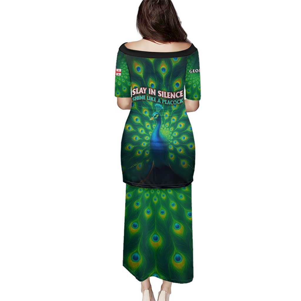 Georgia Peacock Family Matching Puletasi and Hawaiian Shirt with Slay in Silence Shine Like a Peacock Design - Wonder Print Shop