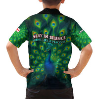 Georgia Peacock Family Matching Short Sleeve Bodycon Dress and Hawaiian Shirt with Slay in Silence Shine Like a Peacock Design - Wonder Print Shop