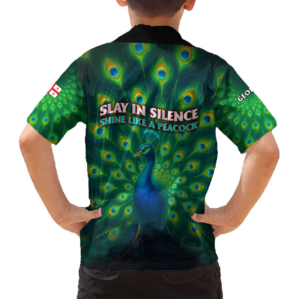 Georgia Peacock Family Matching Summer Maxi Dress and Hawaiian Shirt with Slay in Silence Shine Like a Peacock Design - Wonder Print Shop