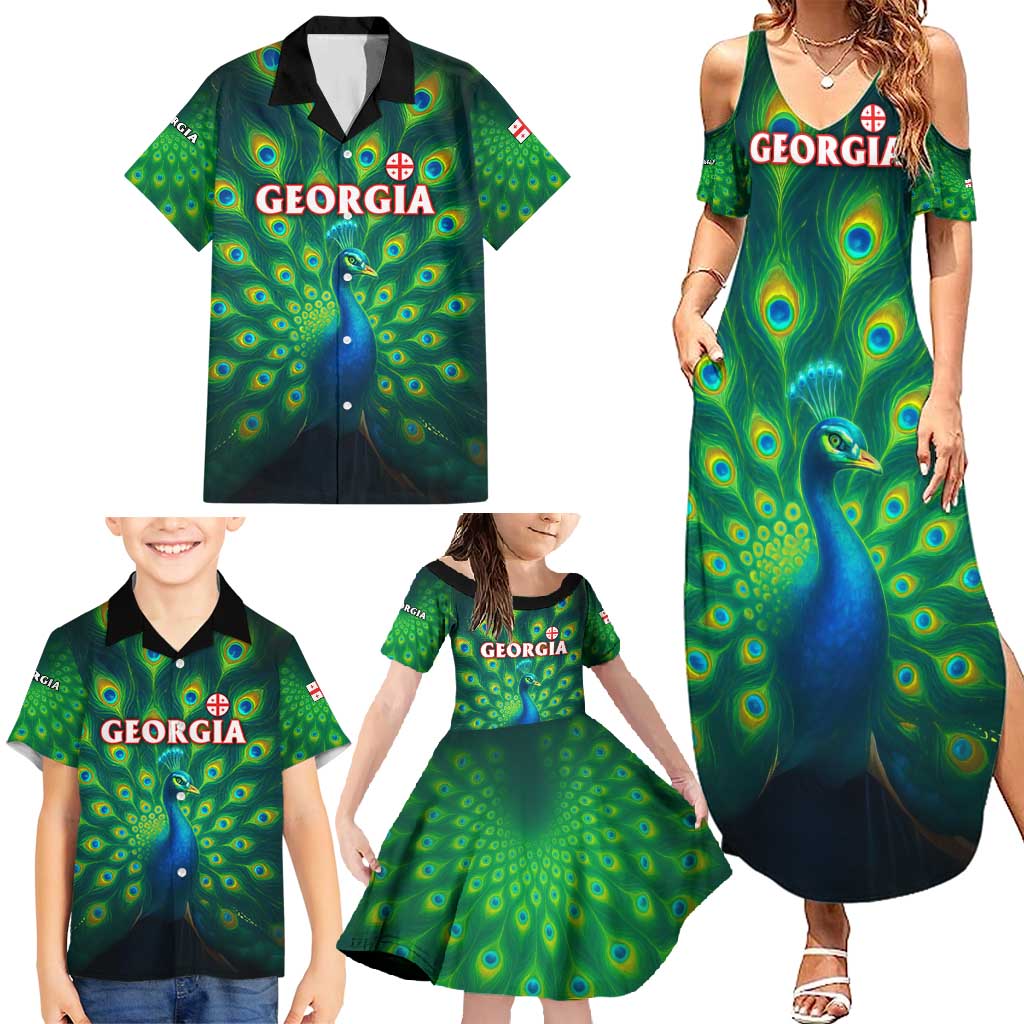 Georgia Peacock Family Matching Summer Maxi Dress and Hawaiian Shirt with Slay in Silence Shine Like a Peacock Design - Wonder Print Shop