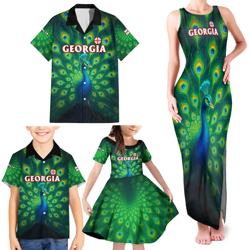 Georgia Peacock Family Matching Tank Maxi Dress and Hawaiian Shirt with Slay in Silence Shine Like a Peacock Design - Wonder Print Shop