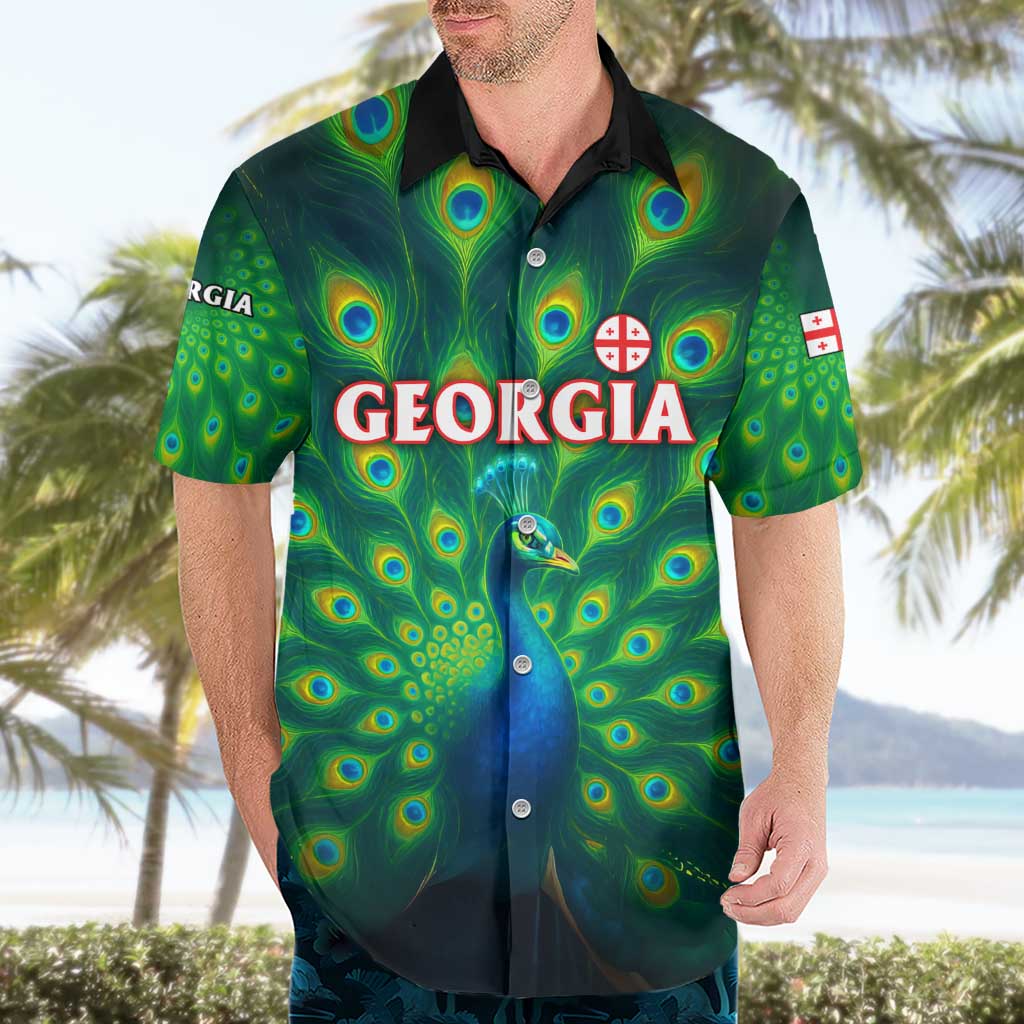 Georgia Peacock Hawaiian Shirt with Slay in Silence Shine Like a Peacock Design - Wonder Print Shop