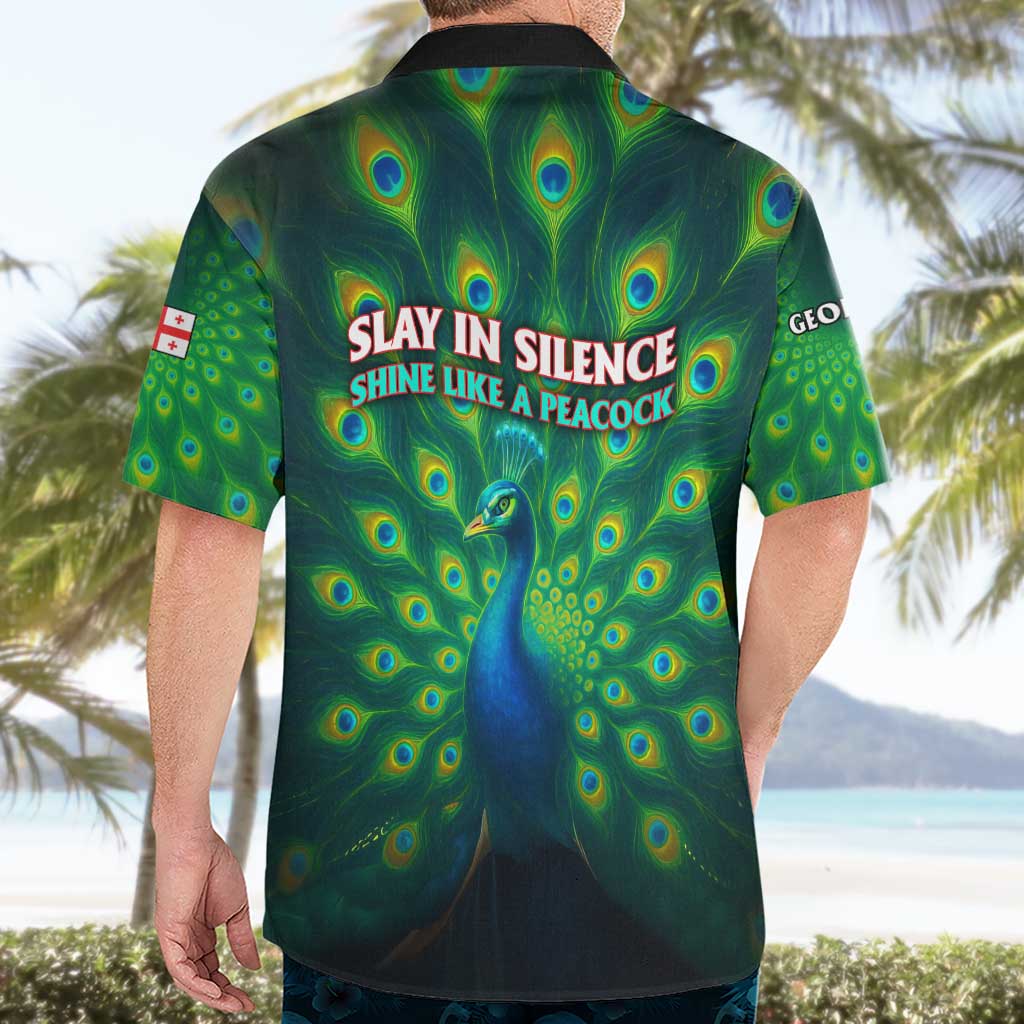 Georgia Peacock Hawaiian Shirt with Slay in Silence Shine Like a Peacock Design - Wonder Print Shop
