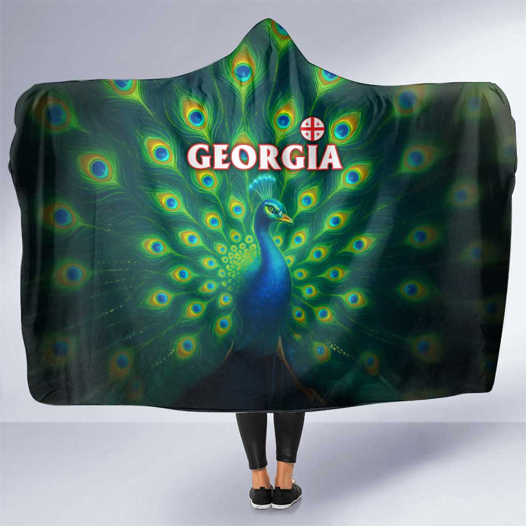 Georgia Peacock Hooded Blanket with Slay in Silence Shine Like a Peacock Design - Wonder Print Shop