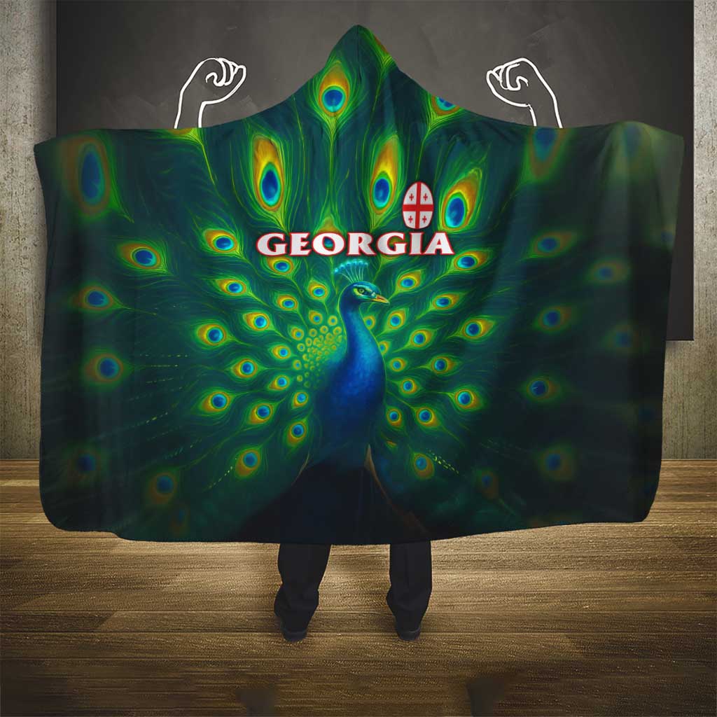 Georgia Peacock Hooded Blanket with Slay in Silence Shine Like a Peacock Design - Wonder Print Shop
