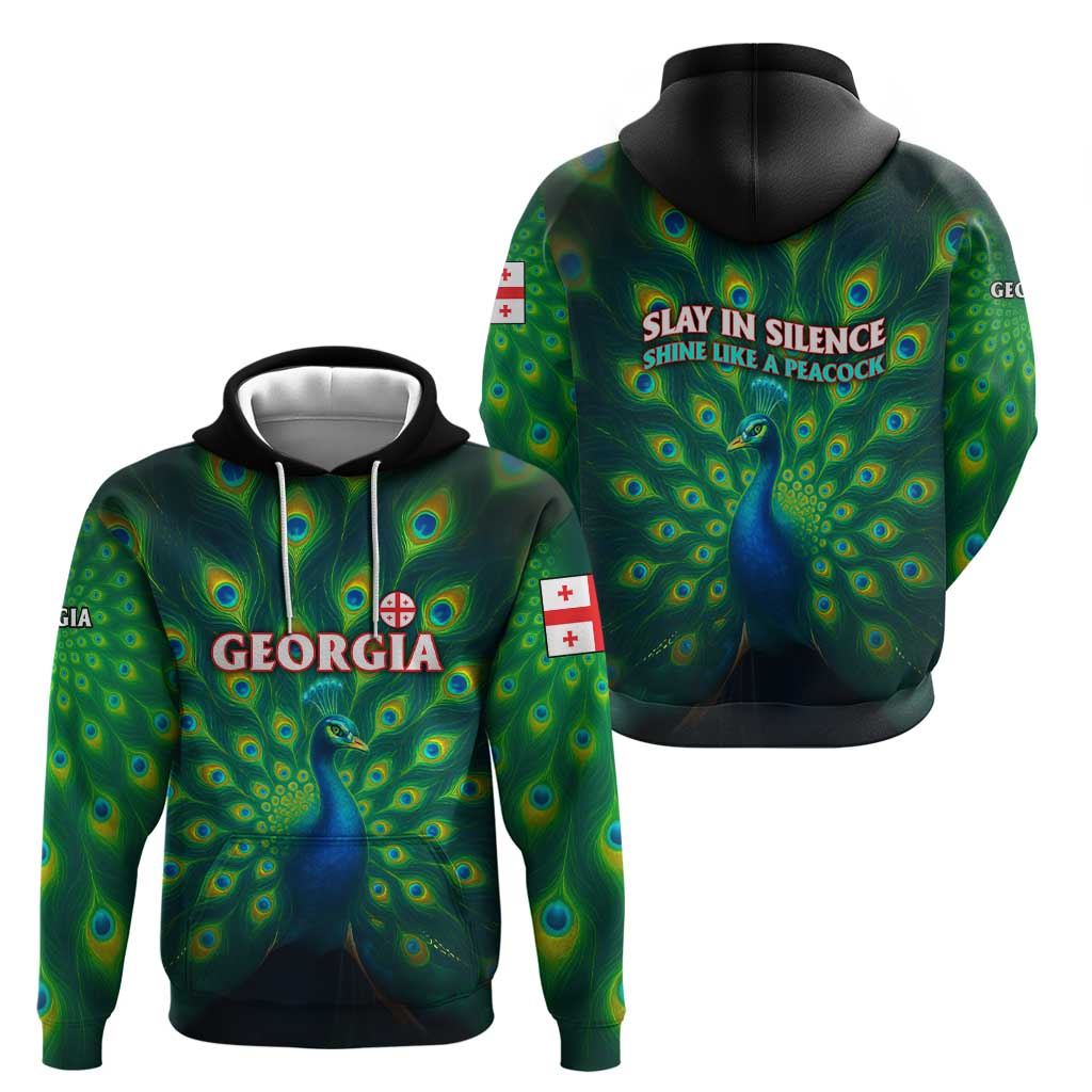 Georgia Peacock Hoodie with Slay in Silence Shine Like a Peacock Design - Wonder Print Shop