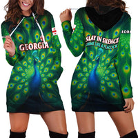 Georgia Peacock Hoodie Dress with Slay in Silence Shine Like a Peacock Design - Wonder Print Shop
