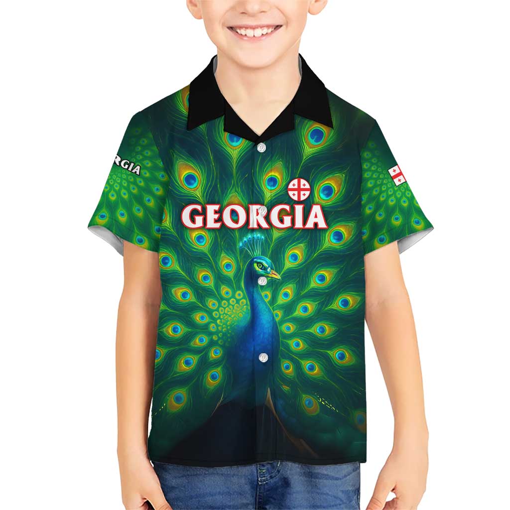 Georgia Peacock Kid Hawaiian Shirt with Slay in Silence Shine Like a Peacock Design - Wonder Print Shop