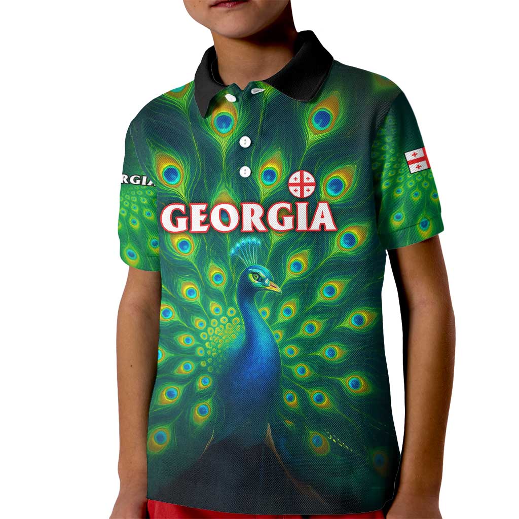 Georgia Peacock Kid Polo Shirt with Slay in Silence Shine Like a Peacock Design - Wonder Print Shop