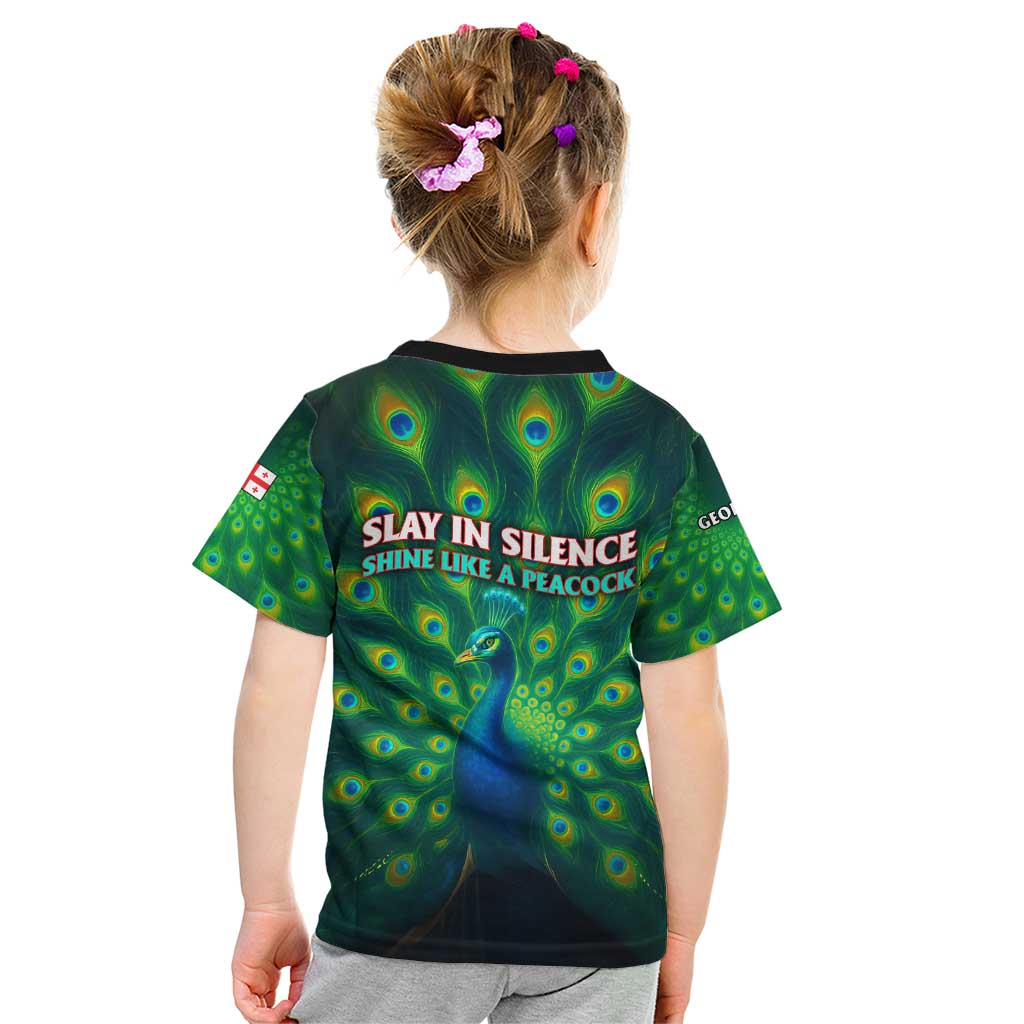 Georgia Peacock Kid T Shirt with Slay in Silence Shine Like a Peacock Design - Wonder Print Shop