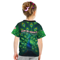Georgia Peacock Kid T Shirt with Slay in Silence Shine Like a Peacock Design - Wonder Print Shop
