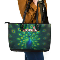 Georgia Peacock Leather Tote Bag with Slay in Silence Shine Like a Peacock Design - Wonder Print Shop