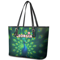 Georgia Peacock Leather Tote Bag with Slay in Silence Shine Like a Peacock Design - Wonder Print Shop