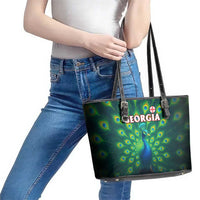 Georgia Peacock Leather Tote Bag with Slay in Silence Shine Like a Peacock Design - Wonder Print Shop