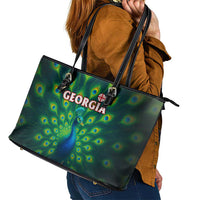 Georgia Peacock Leather Tote Bag with Slay in Silence Shine Like a Peacock Design - Wonder Print Shop