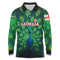 Georgia Peacock Long Sleeve Polo Shirt with Slay in Silence Shine Like a Peacock Design - Wonder Print Shop