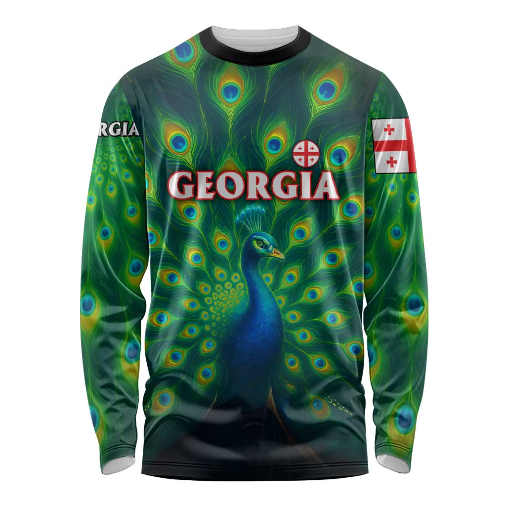 Georgia Peacock Long Sleeve Shirt with Slay in Silence Shine Like a Peacock Design - Wonder Print Shop