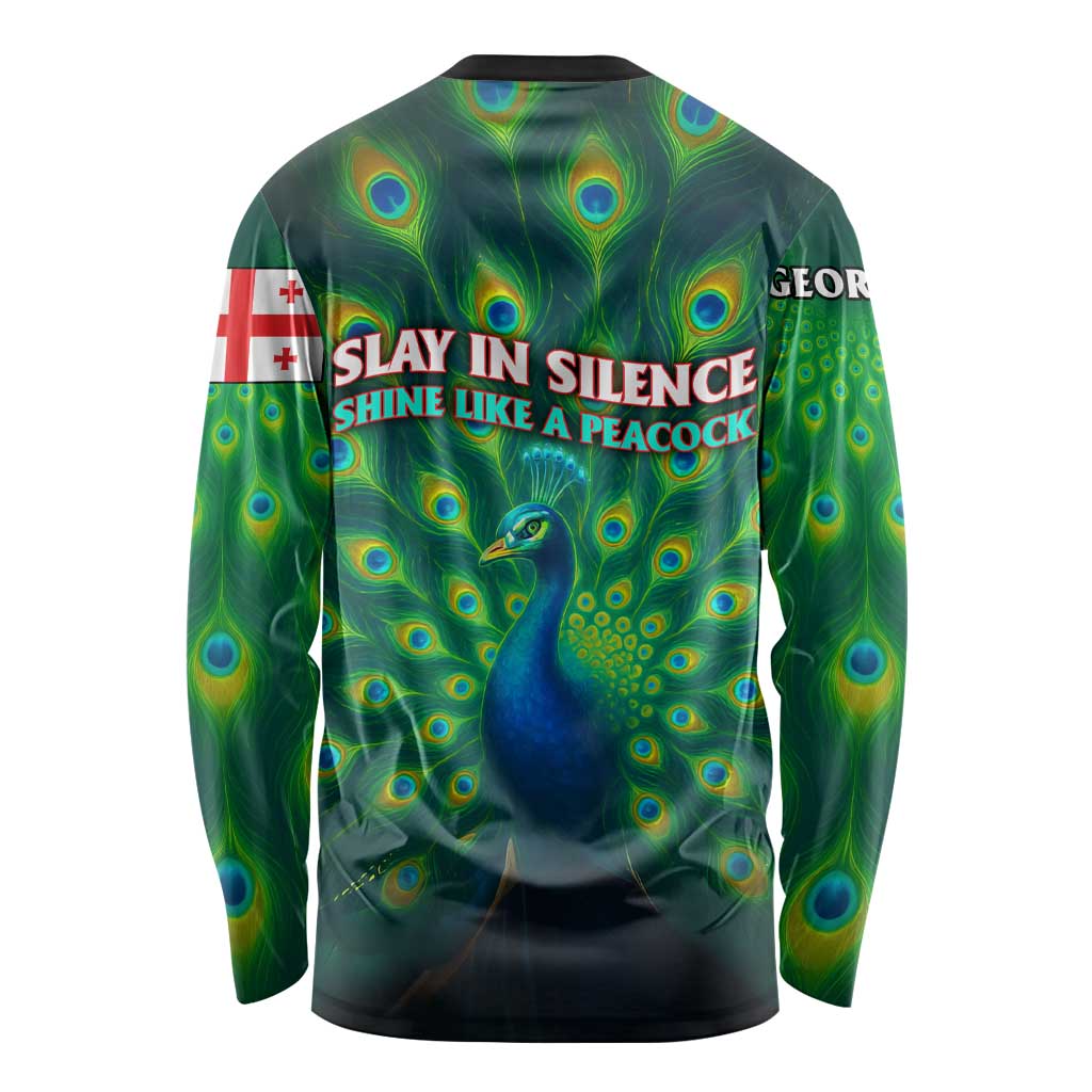 Georgia Peacock Long Sleeve Shirt with Slay in Silence Shine Like a Peacock Design - Wonder Print Shop