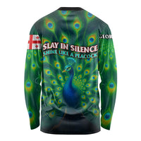 Georgia Peacock Long Sleeve Shirt with Slay in Silence Shine Like a Peacock Design - Wonder Print Shop