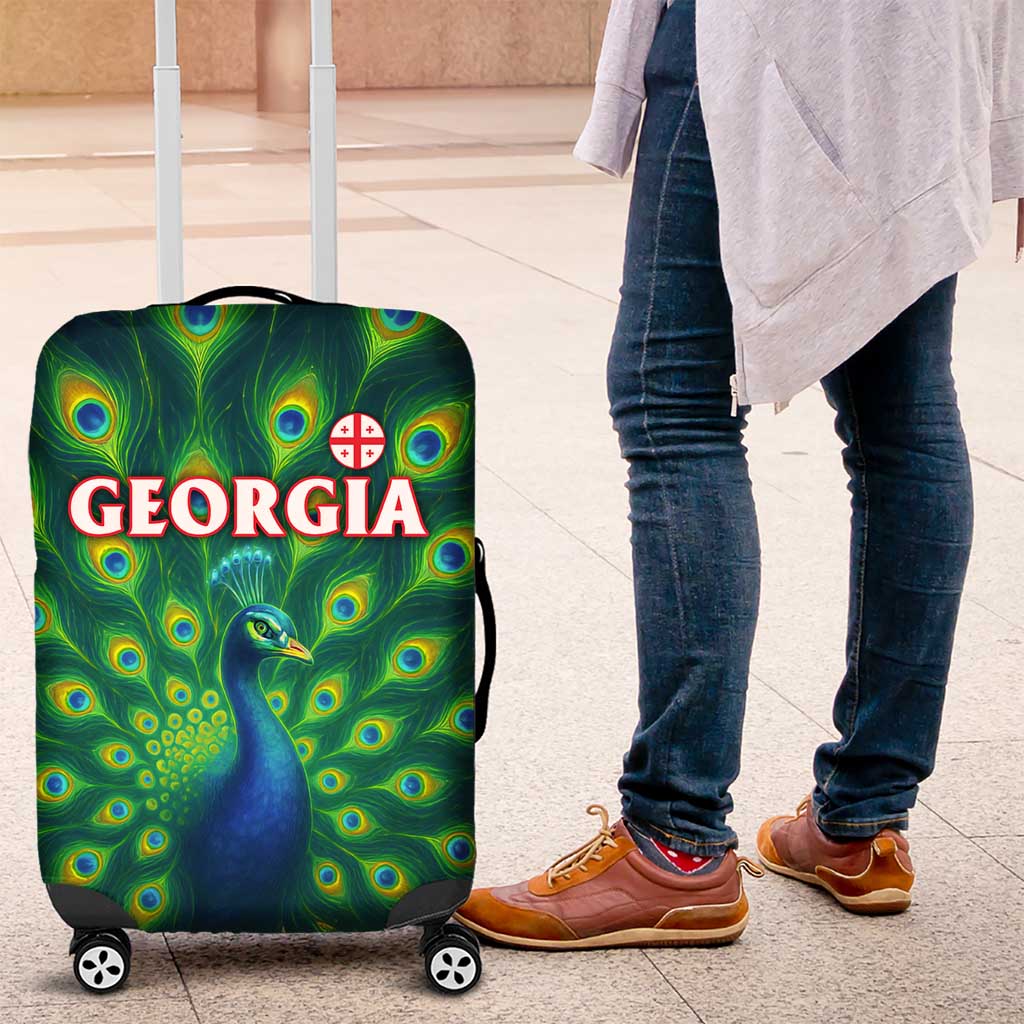 Georgia Peacock Luggage Cover with Slay in Silence Shine Like a Peacock Design - Wonder Print Shop