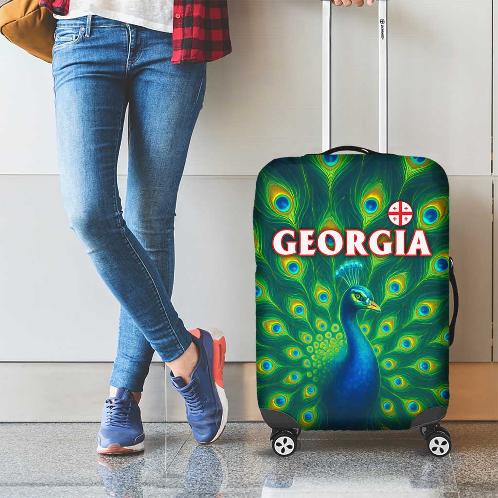 Georgia Peacock Luggage Cover with Slay in Silence Shine Like a Peacock Design - Wonder Print Shop