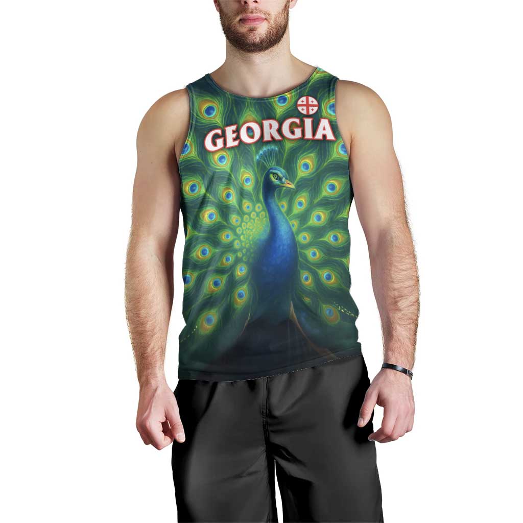 Georgia Peacock Men Tank Top with Slay in Silence Shine Like a Peacock Design - Wonder Print Shop